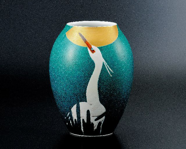 九谷焼作家 ギフト ご贈答品 御祝い九谷焼8号花瓶 白鷺の図 武腰一憲 九谷焼販売のうつわの五彩庵 九谷焼作家 ギフト ご贈答品 御祝い九谷焼8号花瓶 白鷺の図 武腰一憲 九谷焼販売のうつわの五彩庵