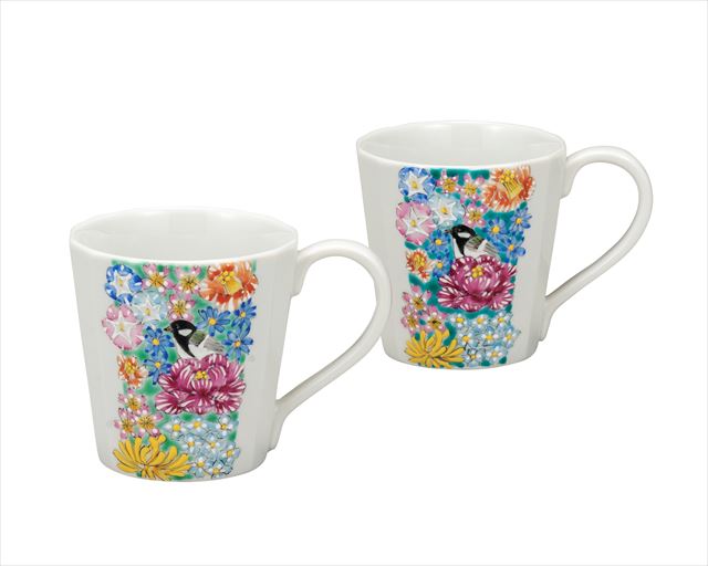 
ギフト ご贈答品 御祝い九谷焼ペアマグカップ 花詰 新川敦子 
