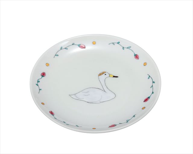 九谷焼ギフト ご贈答品 御祝い 九谷焼5号皿 白鳥 ティアラ