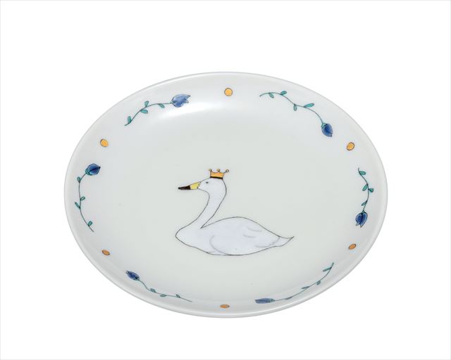 
九谷焼ギフト ご贈答品 御祝い 九谷焼5号皿 白鳥 クラウン　　
