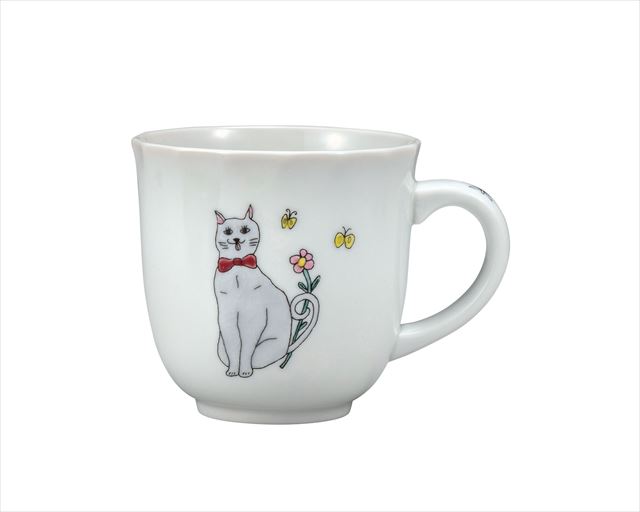 
九谷焼ギフト ご贈答品 御祝い 九谷焼マグカップ リボンねこ
