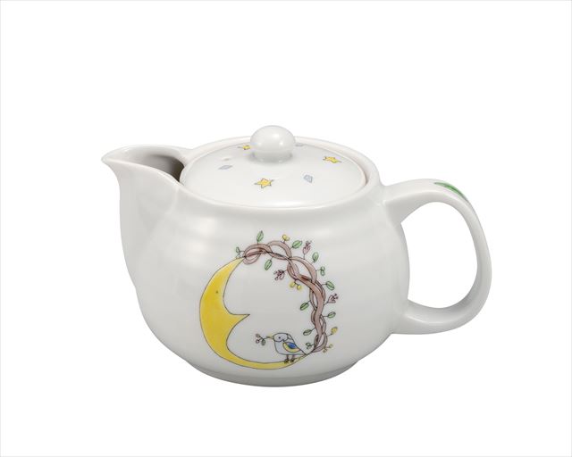 九谷焼ギフト ご贈答品 御祝い 九谷焼ポット 月と鳥(網付)