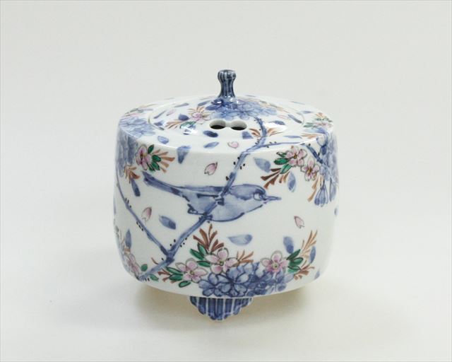 
九谷焼アウトレット!! 九谷焼５０％OFF!! 九谷焼3.2号香炉 花鳥 大井孝夫

