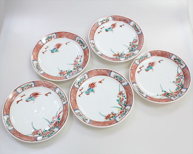 九谷焼アウトレット50%OFF!! 九谷焼5.5号皿揃 赤呉須