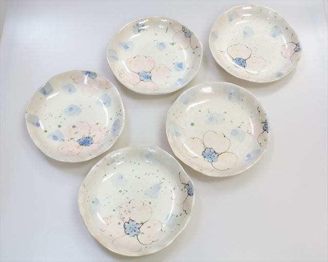 九谷焼アウトレット50%OFF!! 九谷焼5号皿揃 花文